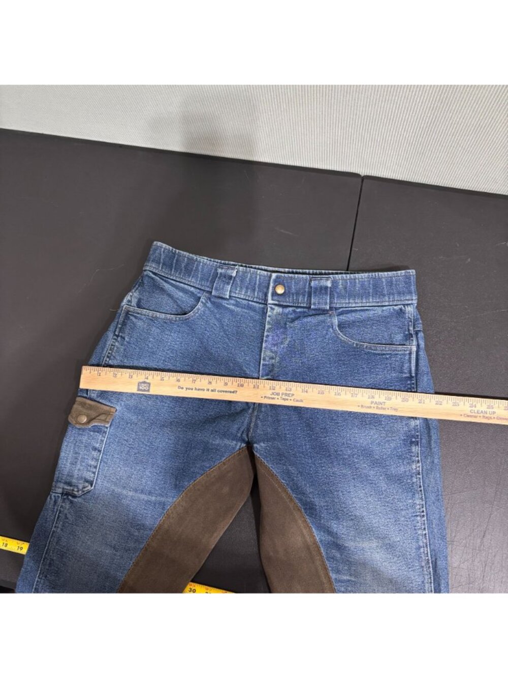 Reinforced Denim Riding Jeans w/ Brown Suede Panels Workwear Unisex - Picture 9 of 10
